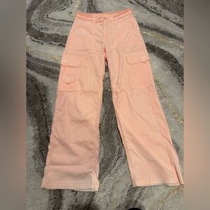 American Eagle Outfitters Light Pink Wide Leg Cargo Pants